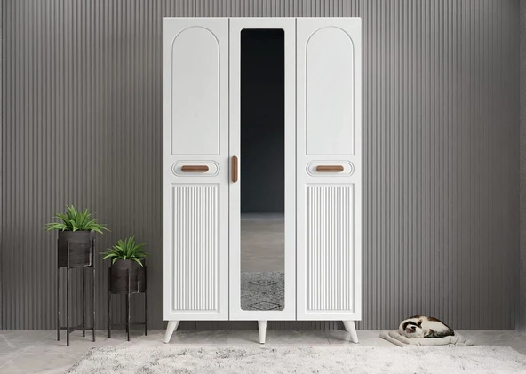 Zerka concept Monere Membran 3 Kapaklı Portmanto Montaj Dahil Beyaz 120 Cm ürün görseli 1