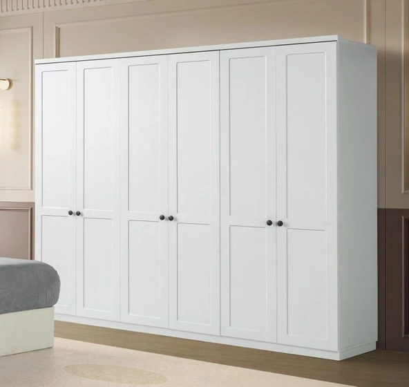 Zerka concept Bianora Mdf Membran 6 Kapaklı Gardırop Dolap ürün görseli 1