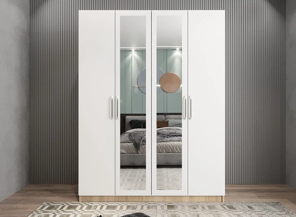Zerka concept Bevel 4 Kapaklı Gizli Çekmeceli Gardırop Mb 140 Cm - Montaj Dahil ürün görseli 1