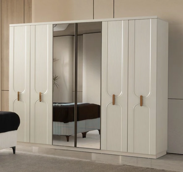 Zerka concept Manama Mdf Membran 6 Kapaklı Gardırop Dolap ürün görseli 1