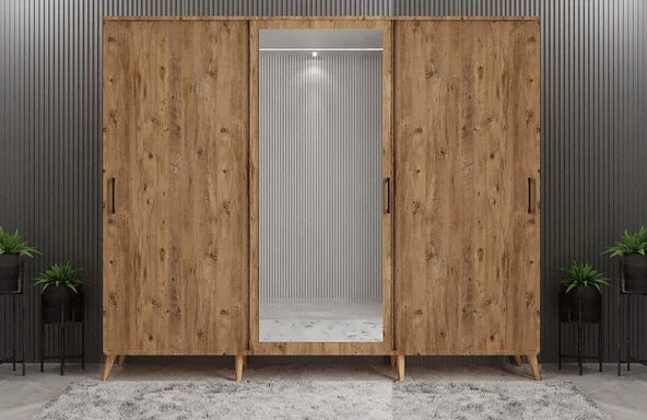 Zerka concept Beyzade Sürgülü Portmanto Vestiyer Çam180 Cm ürün görseli 1