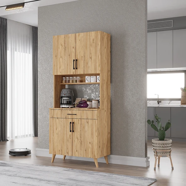 Zerka concept Loysen Kahve Köşesi Çok Amaçlı Dolap Kiler Mutfak Dolabı Çam -70 Cm Çam ürün görseli 1