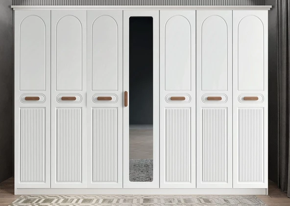 Zerka concept Etro Membran 7 Kapaklı Gardırop Montaj Dahil Beyaz 245 Cm ürün görseli 1