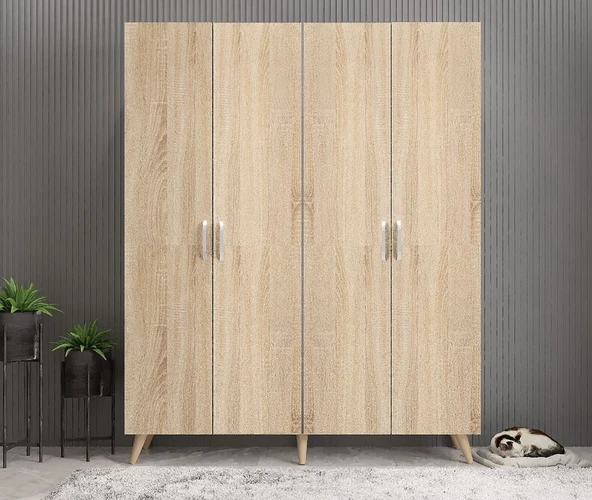 Zerka concept Duke 4 Kapaklı Ayakkabılık Meşe 140 Cm M2 ürün görseli 1