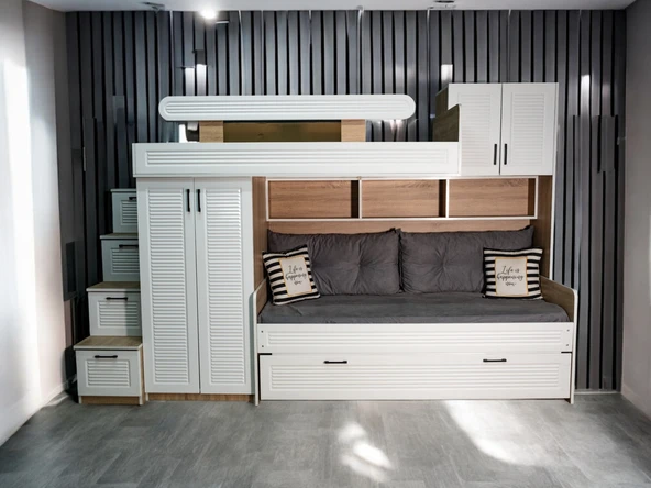 Zerka concept Viola Komple Mdf Membran Dolaplı Yavrulu Ranza 190 x 90 ürün görseli 1