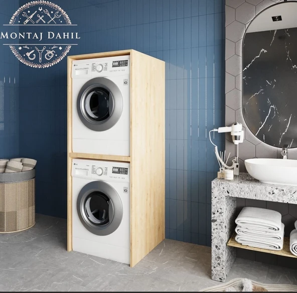 Zerka concept Babil Çamaşır Ve Kurutma Makinesi Dolabı Banyo Dolabı Meşe Meşe ürün görseli 1