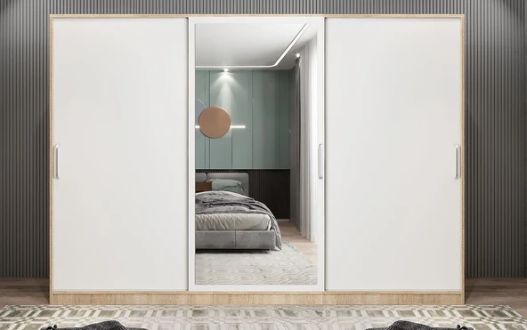 Zerka concept Vino Sürgü Kapaklı Dolap Gardırop Meşebeyaz 180cm Ücretsiz Kurulu ürün görseli 1