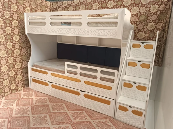 Zerka concept Bahram Tamamı Mdf Lake Boyalı Yavrulu 3 Lü Ranza Ba ürün görseli 1