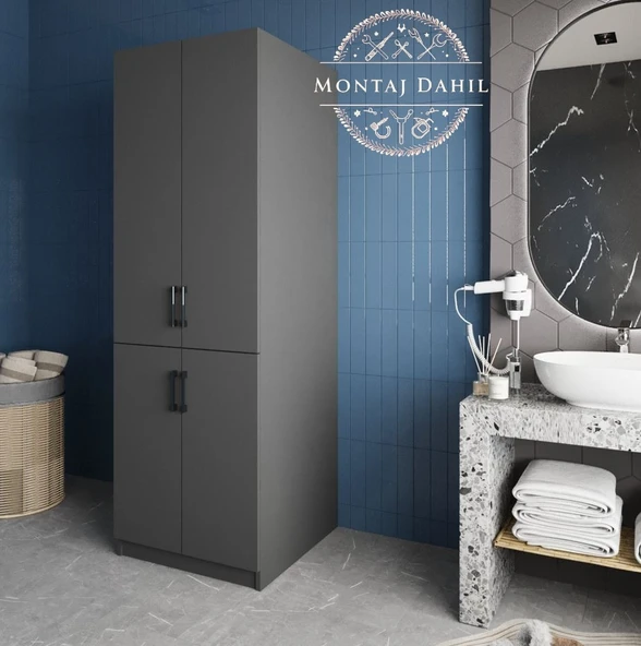 Zerka concept Venedik Çamaşır Ve Kurutma Makinesi Dolabı Banyo Dolabı Füme Antrasit - Füme ürün görseli 1