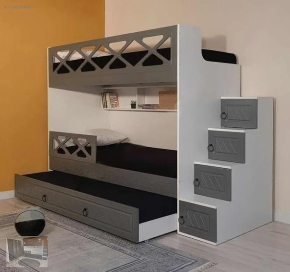 Zerka concept Manolya Tamamı Mdf Membran Kaplama Yavrulu Çelik Destekli Ranza Ab2 ürün görseli 1