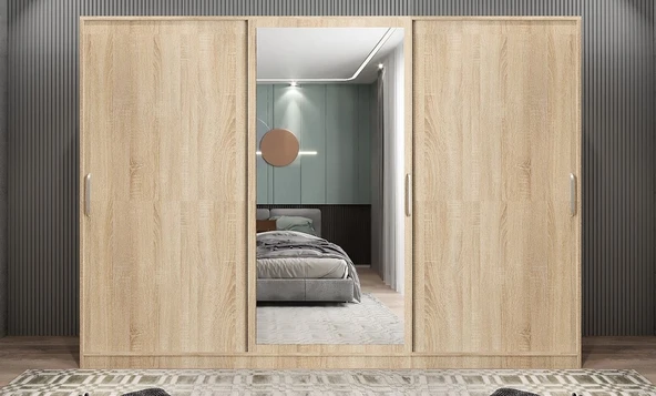 Zerka concept Vino Sürgü Kapaklı Dolap Gardırop Meşe 180 Cm ürün görseli 1