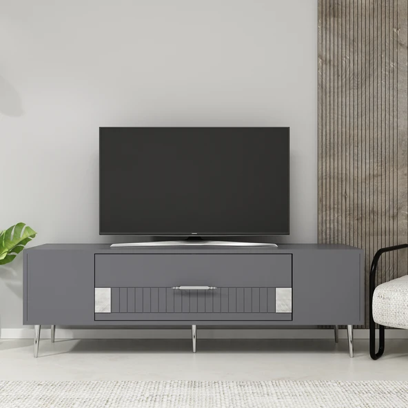 Zerka concept Pencap Tv Sehpası Tv Ünitesi 150 Cm Antrasit Gümüş ürün görseli 1