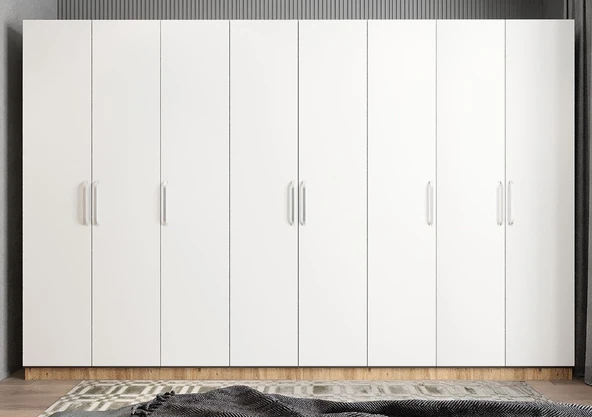 Zerka concept Solo 8 Kapaklı Dolap Gardırop Çam Beyaz ürün görseli 1