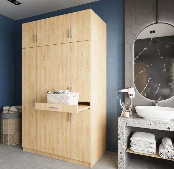 Zerka concept Modena Çamaşır Ve Kurutma Makinesi Dolabı Banyo Dolabı Meşe Meşe ürün görseli 1