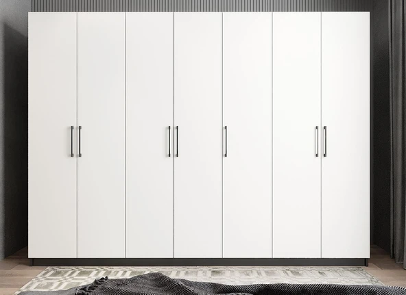 Zerka concept Melisa 7 Kapaklı Dolap Gardırop Füme Beyaz - Montaj Dahil ürün görseli 1