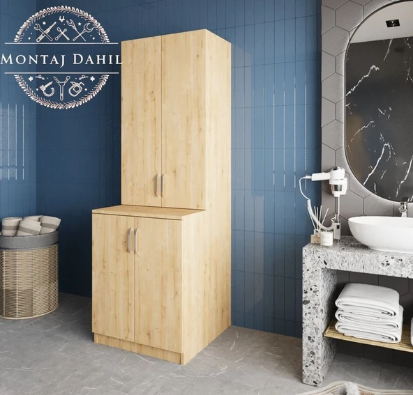 Zerka concept Aspen Çamaşır Ve Kurutma Makinesi Dolabı Banyo Dolabı Meşe Meşe ürün görseli 1