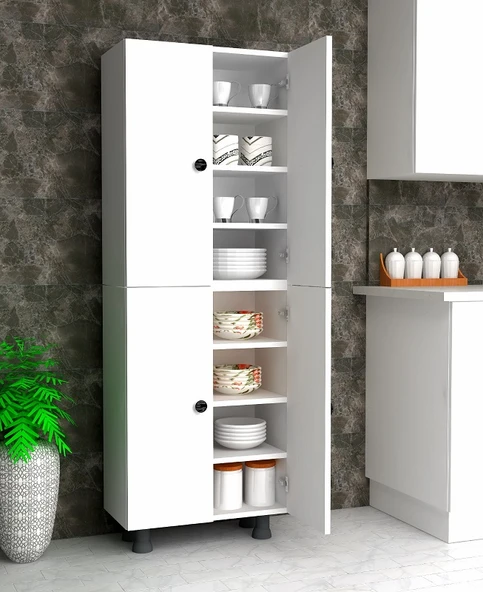 Zerka concept Ural 8 Raflı Çok Amaçlı Mutfak Banyo Ayakkabılık Dolabı 70 Cm ürün görseli 1