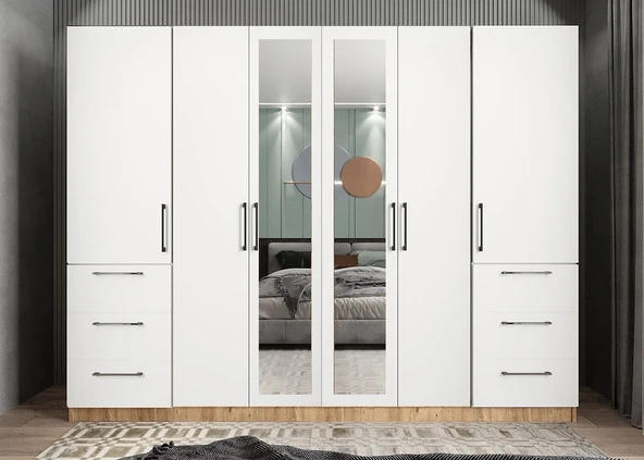 Zerka concept Zeren 6 Kapaklı Çekmeceli Gardırop Dolap Çb 270 Cm ürün görseli 1