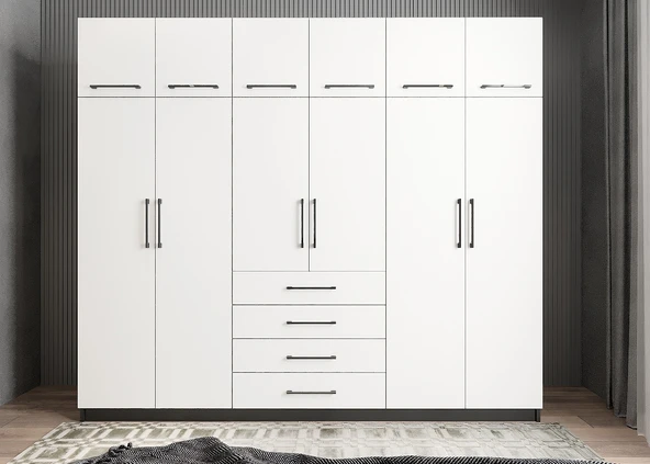 Zerka concept Biray 6 Kapaklı Gardırop Dolap Füme Beyaz ürün görseli 1