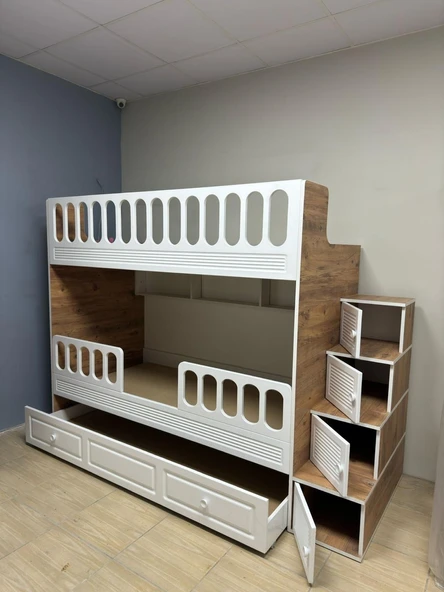 Zerka concept Aras Tamamı Mdf Membran Kaplama Yavrulu Çelik Destekli Ranza AC1 ürün görseli 1