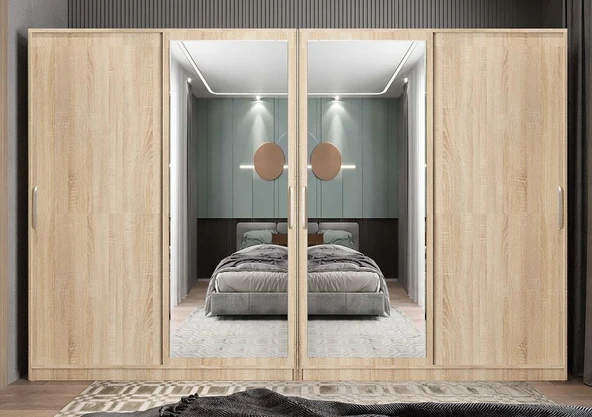 Zerka concept Albero Sürgülü Çekmeceli Gardırop Dolap M 320 Cm Montaj Dahil ürün görseli 1