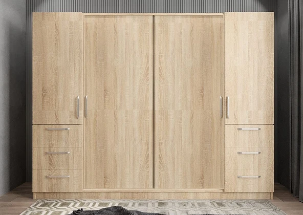 Zerka concept Riga Sürgü Kapaklı Çekmeceli Gardırop M 240 Cm ürün görseli 1