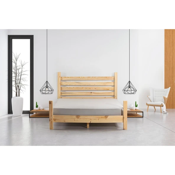 Zerka concept Elegans İthal Çam Masif Ahşap Karyola Naturel 90 190 90 x 190 ürün görseli 1