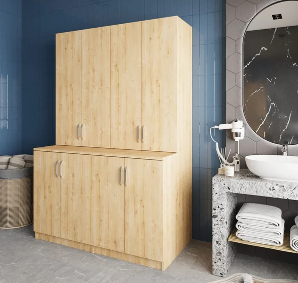 Zerka concept Maven Çamaşır Ve Kurutma Makinesi Dolabı Banyo Dolabı Meşe Meşe ürün görseli 1