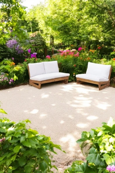Zerka concept Conforlove Bahçe Balkon Kestane Ahşap Takımı 2+1 Doğal ürün görseli 1