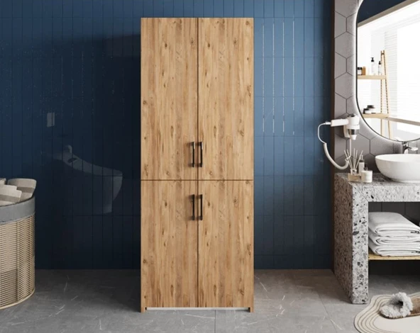 Zerka concept Bohem Çamaşır Ve Kurutma Makinesi Dolabı Banyo Dolabı Çam Çam ürün görseli 1