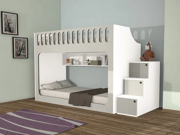 Zerka concept Diamond %100 Mdf Seyyar Merdivenli İkili RanzaGb1 ürün görseli 1