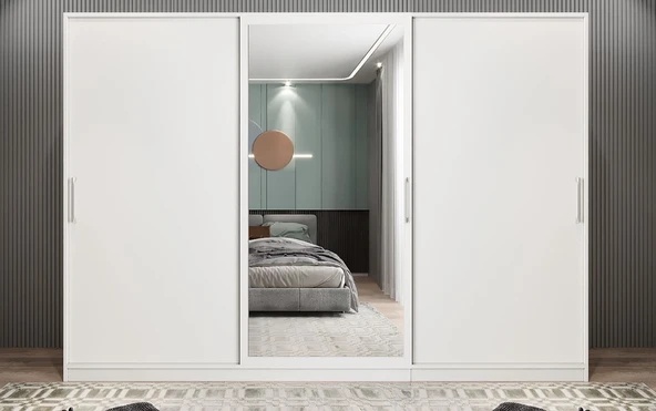 Zerka concept Vino Sürgü Kapaklı Dolap Gardırop Beyaz 180 Cm ürün görseli 1