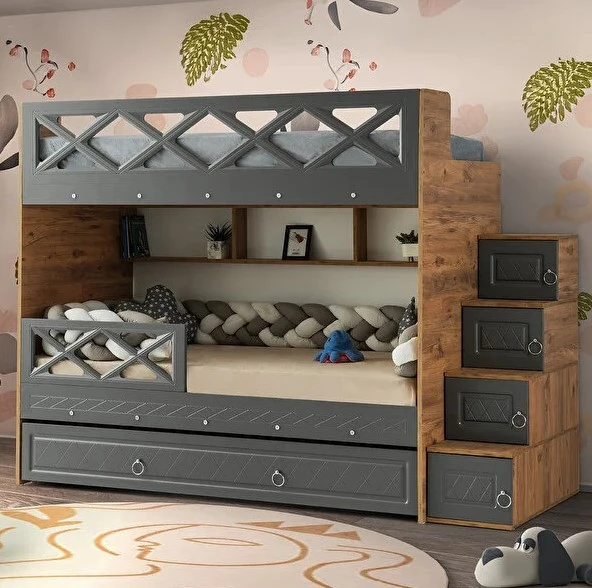 Zerka concept Manolya Mdf Çelik Profilli Yavrulu Ranza Ac M2 ürün görseli 1