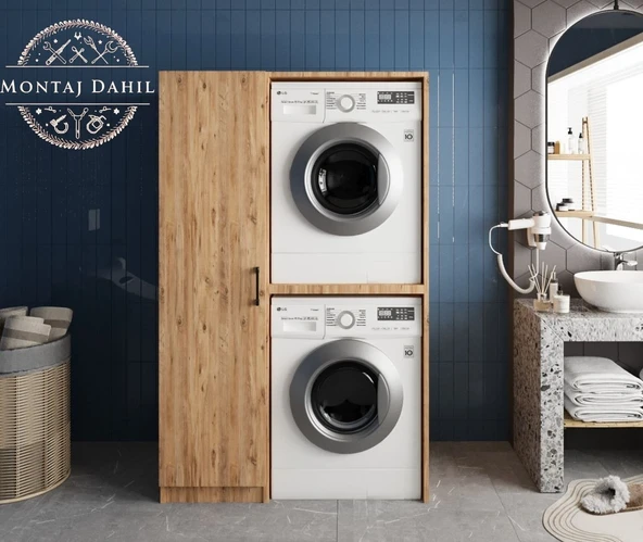 Zerka concept Almera Çamaşır Ve Kurutma Makinesi Dolabı Banyo Dolabı Çam Çam ürün görseli 1
