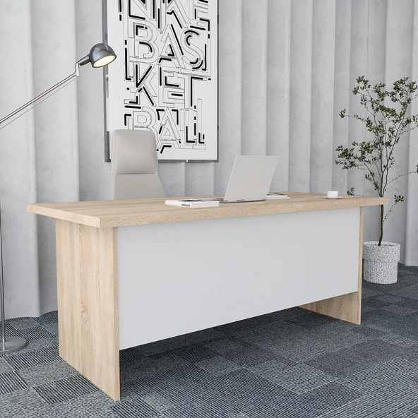Plus 4'lü Ofis Takımı  Model 7 Meşe Beyaz - Resim 5