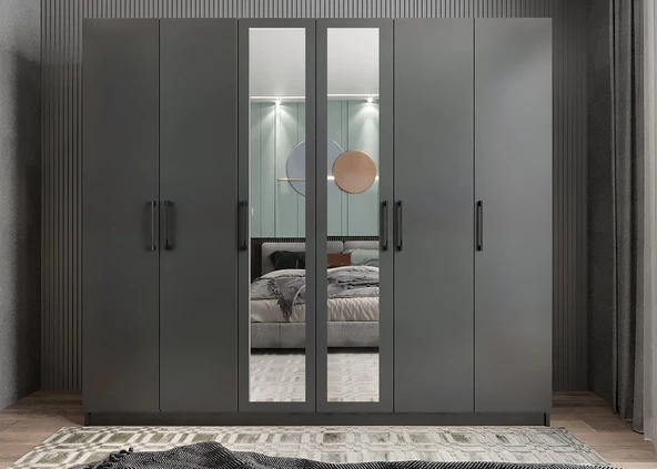 Zerka concept Diana 6 Kapaklı Dolap Gardırop Füme ürün görseli 1