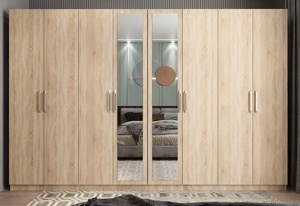 Zerka concept Padova 8 Kapaklı Dolap Gardırop Meşe ürün görseli 1