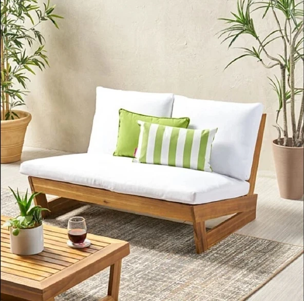 Zerka concept Conforlove Masif Kestane Ahşap Bahçe Balkon İkili Koltuk ürün görseli 1
