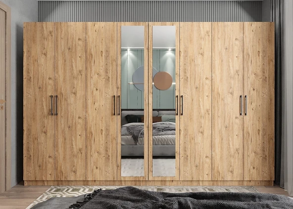 Zerka concept Terra 8 Kapaklı Dolap Gardırop Çam ürün görseli 1