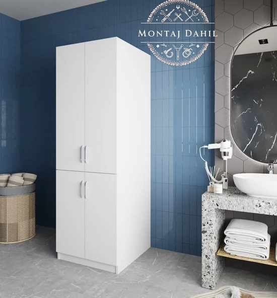 Zerka concept Venedik Çamaşır Ve Kurutma Makinesi Dolabı Banyo Dolabı Beyaz Beyaz ürün görseli 1