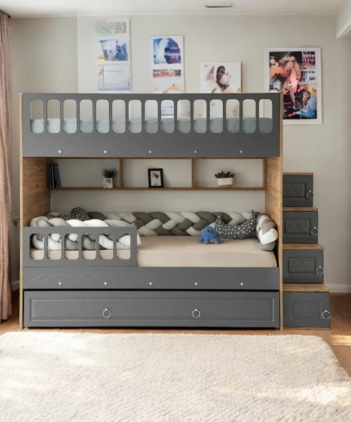 Zerka concept Kardelen Mdf Çelik Profilli Yavrulu Ranza Ac M1 ürün görseli 1