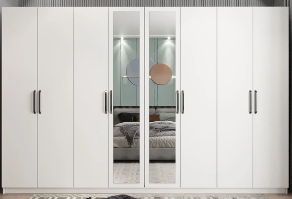 Zerka concept Terra 8 Kapaklı Dolap Gardırop Beyaz ürün görseli 1