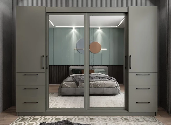 Zerka concept Bella Sürgü Kapaklı Dolap Gardırop Füme 270cm- Montaj Dahil ürün görseli 1