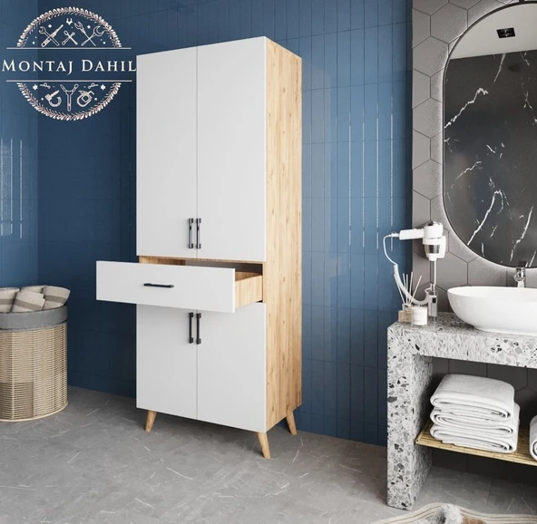 Zerka concept Mavera Çok Amaçlı Dolap Banyo Mutfak Kiler Dolabı Çam Beyaz Beyaz - Çam ürün görseli 1