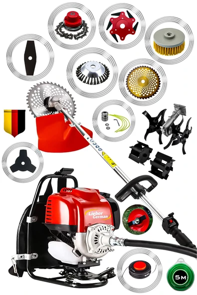 Lieber German 13 In 1  Full Set Benzinli Sırt Tipi Çim Biçme Tırpanı Tırpan Makinesi ürün görseli 1