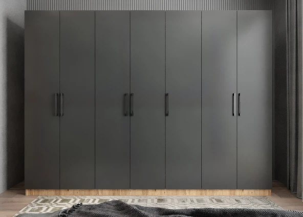 Zerka concept Melisa 7 Kapaklı Dolap Gardırop Çam Füme - Ücretsiz Kurulum ürün görseli 1