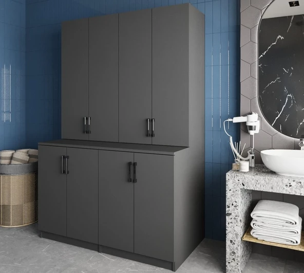 Zerka concept Maven Çamaşır Ve Kurutma Makinesi Dolabı Banyo Dolabı Füme Füme ürün görseli 1
