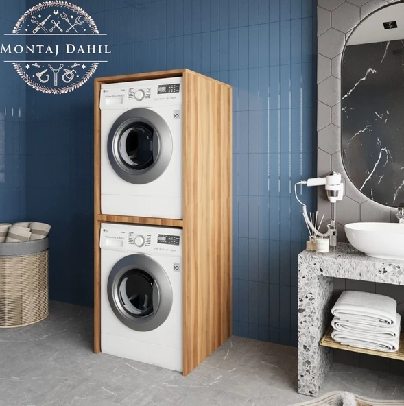Zerka concept Babil Çamaşır Ve Kurutma Makinesi Dolabı Banyo Dolabı Ceviz Ceviz ürün görseli 1