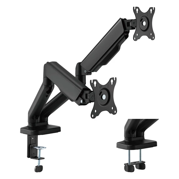 Çiftli Monitör Kolu 17-32 Inç | Yaylı Dengeleyici | 360° Döner | Dual Monitor Stand | 2x 9 kg Kapasiteli ürün görseli 1