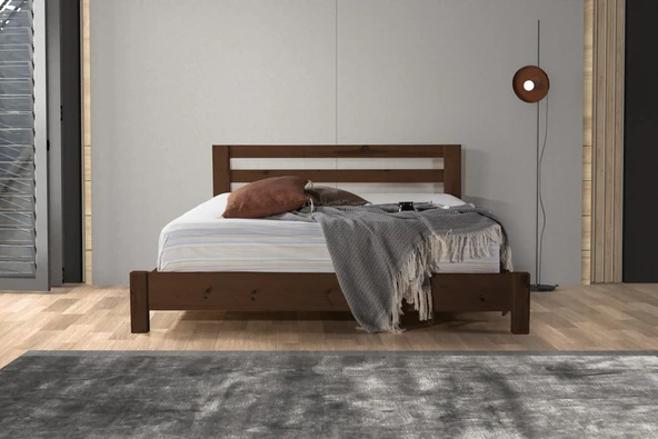 Zerka concept Palma Ithal Ladin Masif Ahşap Karyola Ceviz 100 X 200 100 x 200 ürün görseli 1